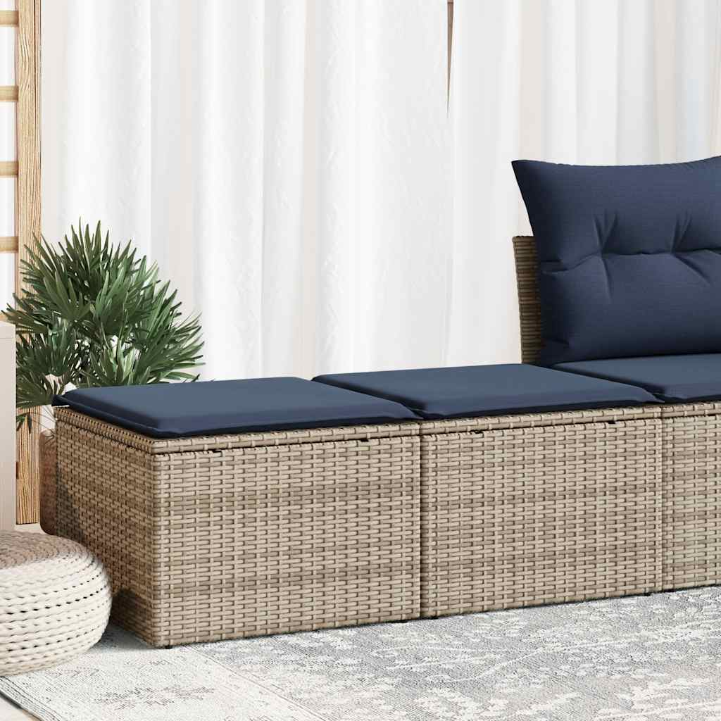 2-tlg. Garten-Sofagarnitur mit Kissen Grau Poly Rattan Akazie